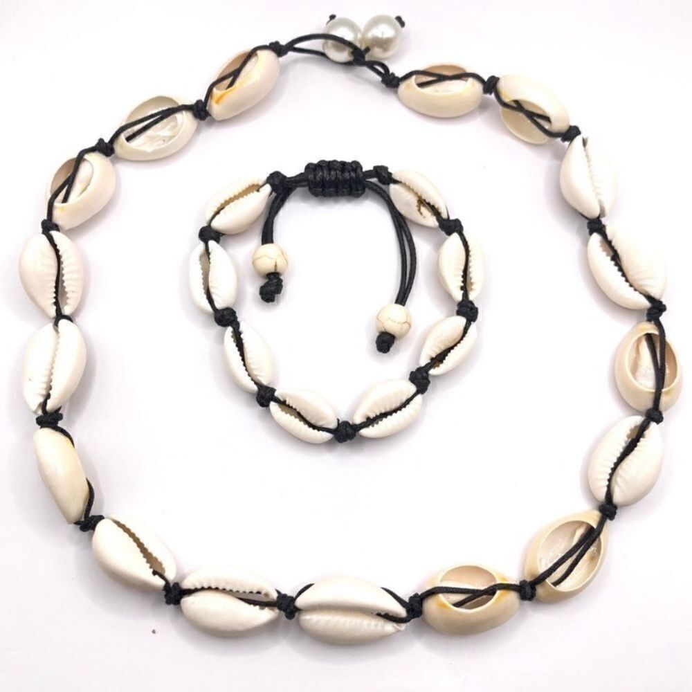 Natural Corrie shell necklace and bracelet set